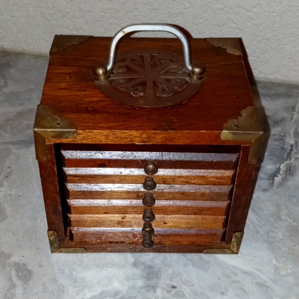 MCM Japanese Wood & Cork Coaster Set